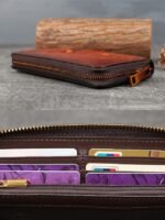 Women's Vintage Brown Leather Wallet with Embossed - Image 5