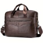 Premium Brown Leather Briefcase - Elegant Business Laptop Bag - Image 2