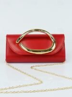 Women's Metallic Evening Clutch Bag with Gold Handle, - Image 18
