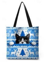 Women's Christmas Tote Bag, Green Snowflake and Fair Isle - Image 11